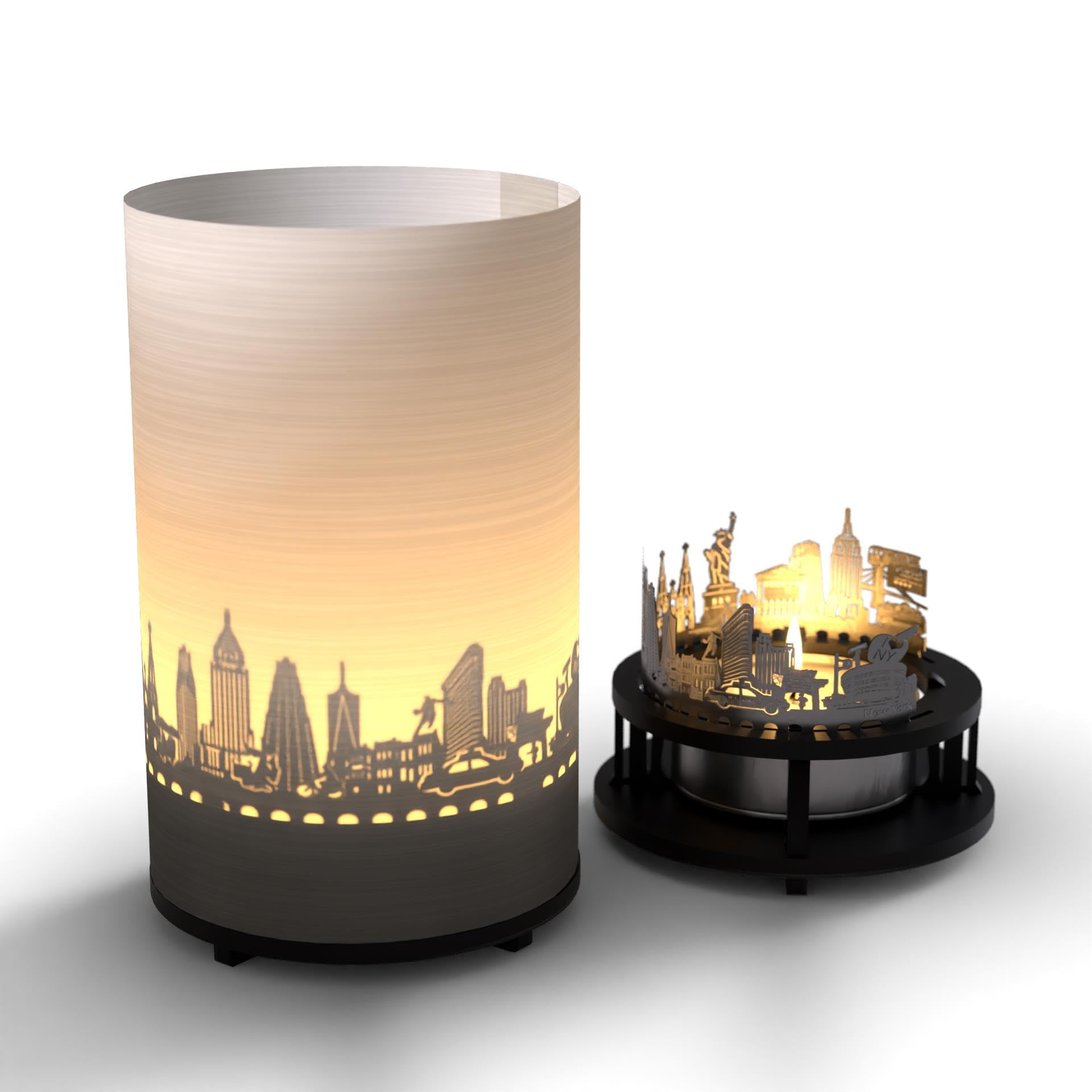 13Gramm White, Black New York Skyline Candle - Stunning Shadow Projection | Souvenir Gift For Nyc Fans | Creates Beautiful Room Ambiance