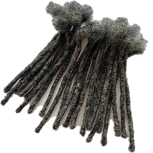 Miniatura 4 de Extensiones de cabello humano para hombres y mujeres, extensiones permanentes de rastas, sal y pimienta #39 (10 rastaspaquete)