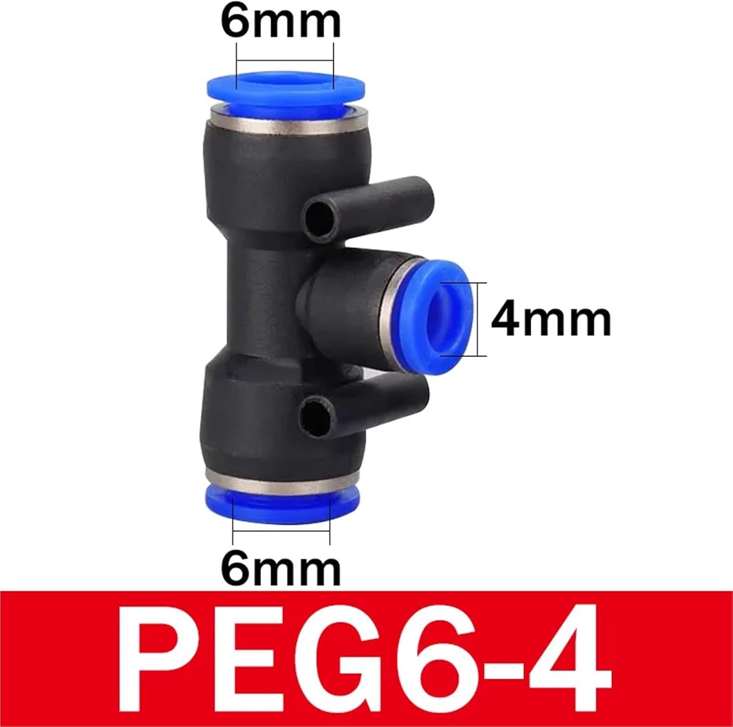 PE Connectors Pneumatic Fitting Connect 4mm 6mm 8mm 10 12MM 3Way Plastic Pipe Water Hose Tube Connector 500Pcs(PEG 6-4)