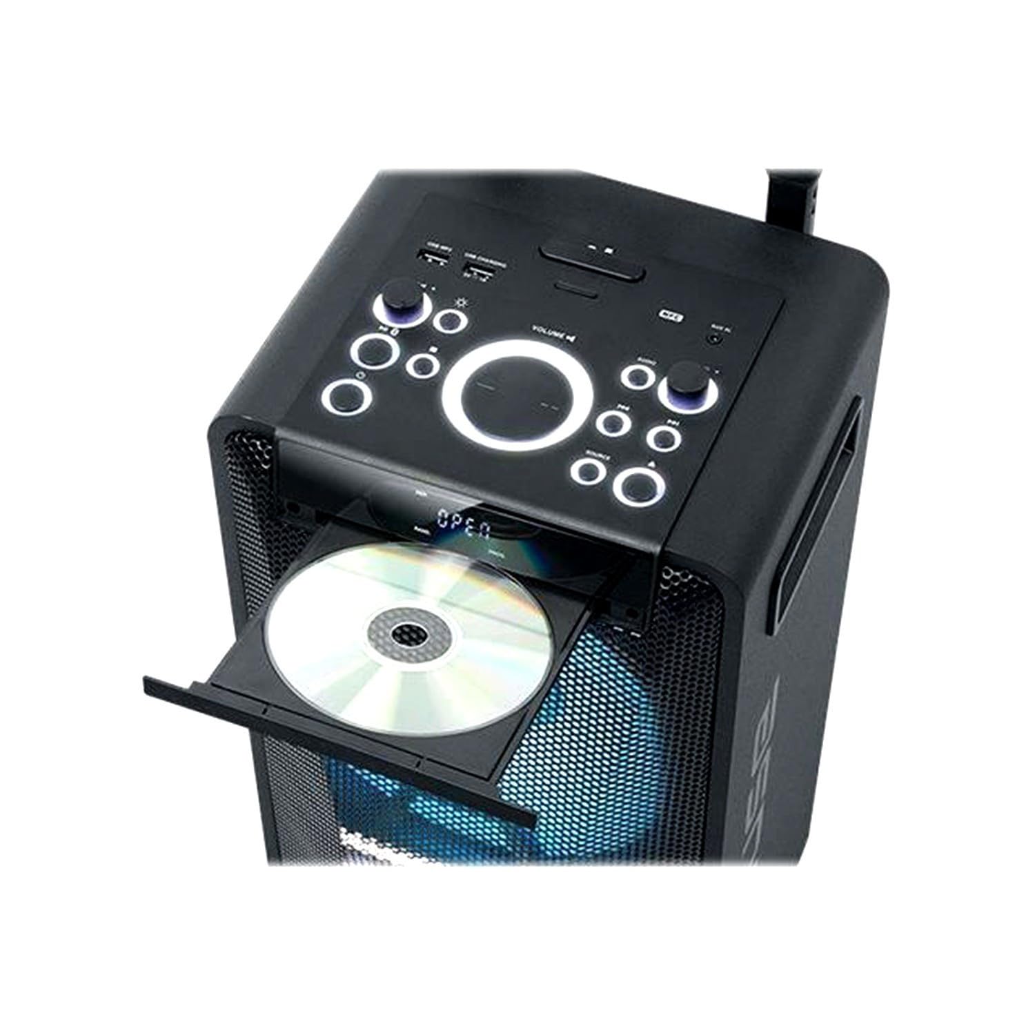 Enceinte - Muse M-1920DJ - avec Batterie, 300 W, CD, Bluetooth et Effets Lumineux (USB, AUX, Télécommande) Noir