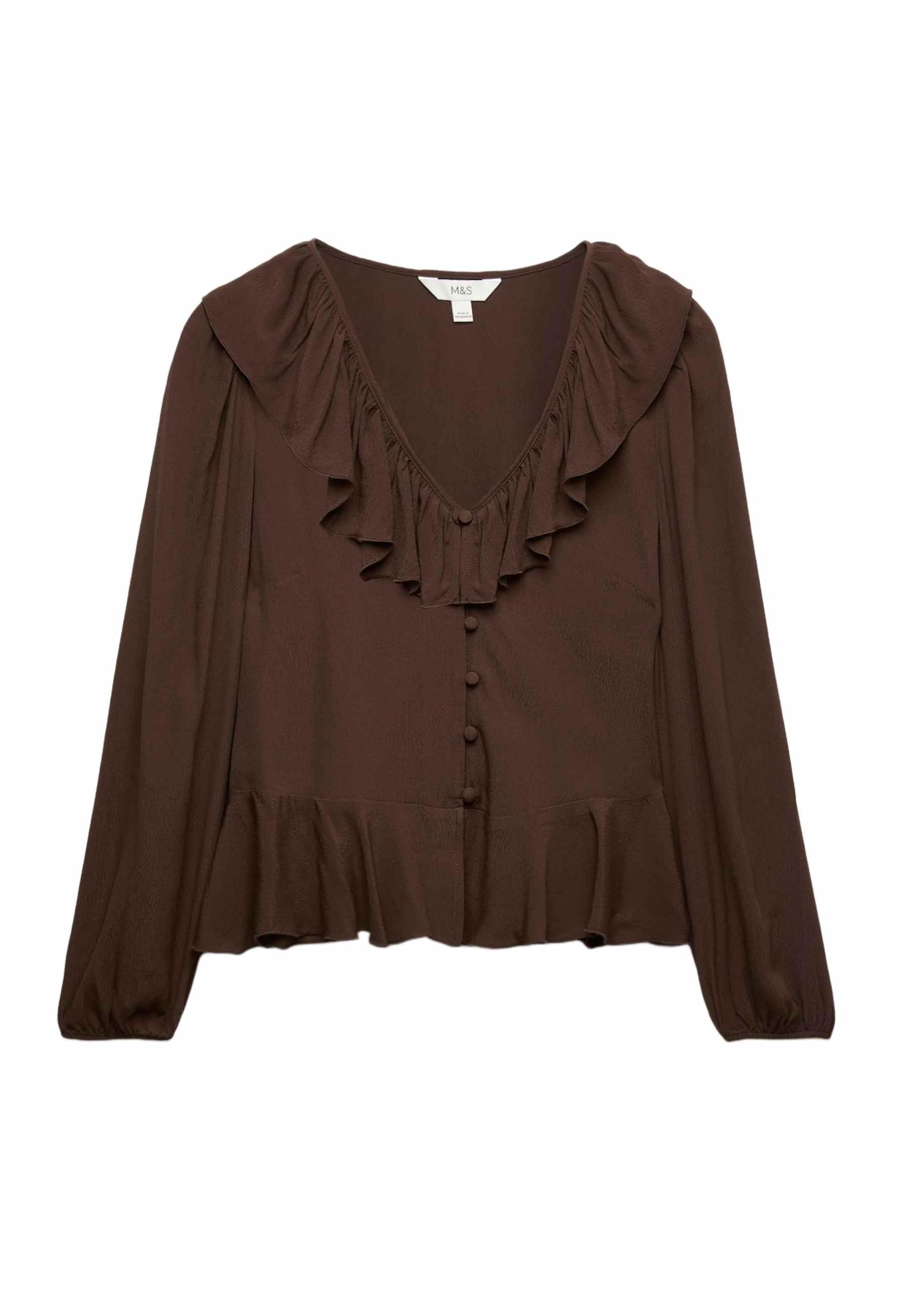 Marks & Spencer Donna Aderente Ruffle Camicetta – vestibilità Regolare