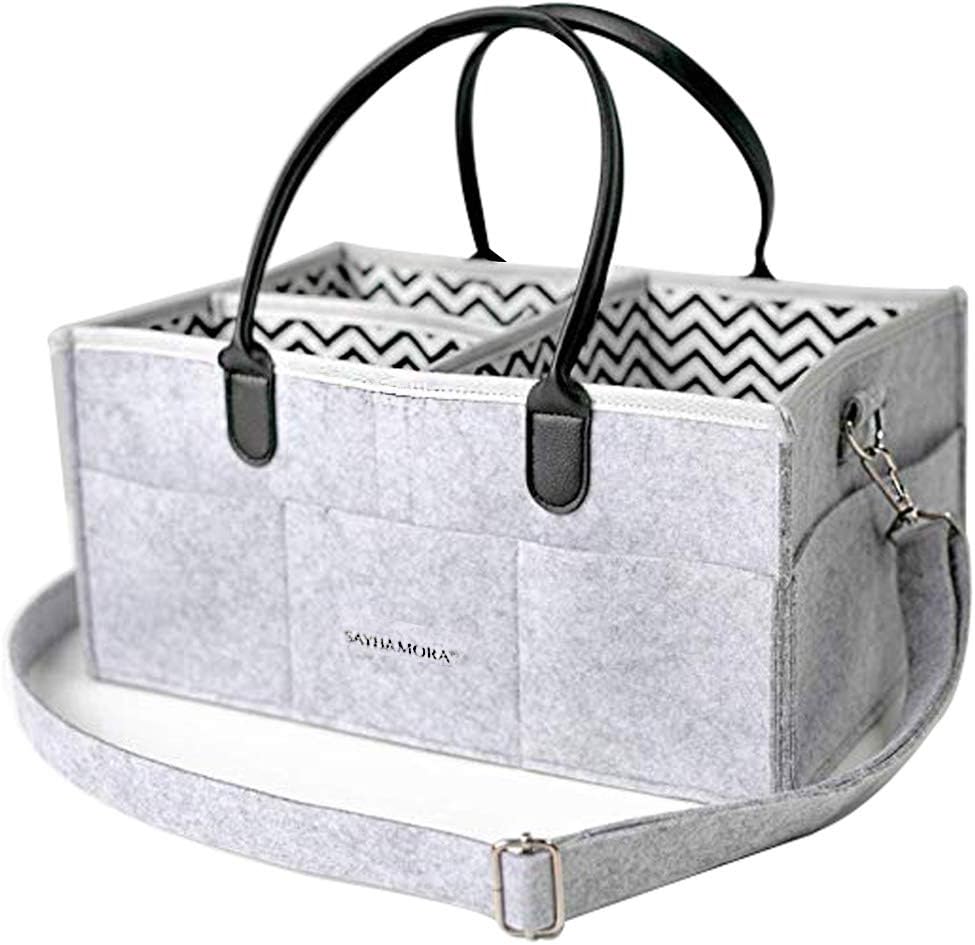 Baby Diaper Caddy with Shoulder Straps - Nursery Storage Bin and Car Organizer for Diapers and Baby Wipes