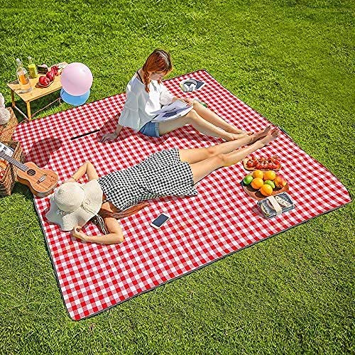 Laxvila India Picnic Mat Waterproof Foldable Outdoor Picnic Blankets Machine Washable Beach Mat for Yoga Camping Hiking Traveling Backpack Accessories on Grass Picnic Mat (150cm x 180cm) (red)-image-44