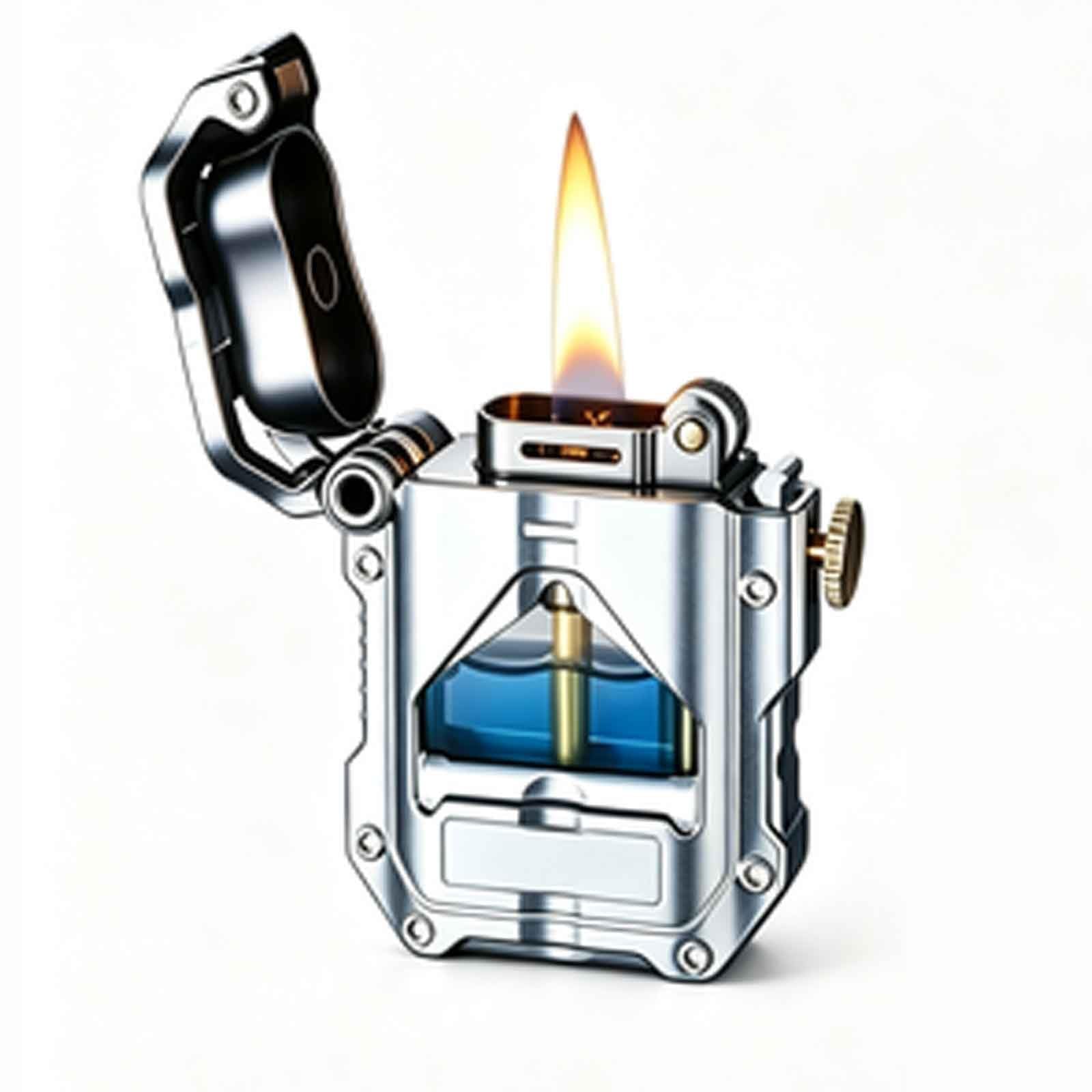 Zxwjddm Metal Kerosene Lighter – Vintage Flip-Top Flint Wheel Lighters(Silver)