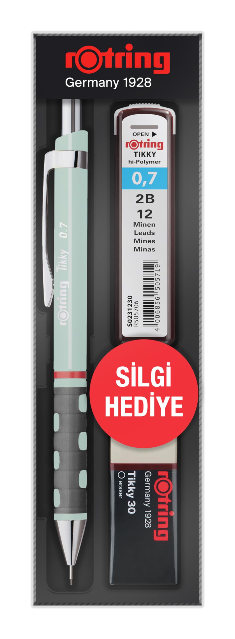TIKKY Min Eraser szkolny zestaw 3 szt. - 0,7 opal niebieski