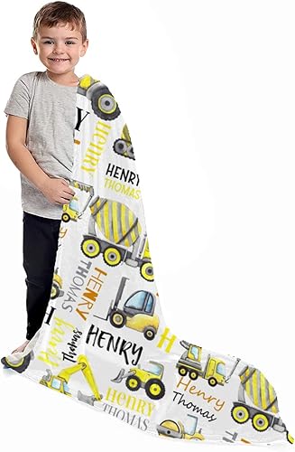 Miniatura 6 de Manta de camión de construcción personalizada, manta de bebé con nombre, mantas personalizadas para bebé niño, manta de bebé para niños