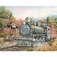 Amazon.co.jp: 油絵数字キットによる 蒸気機関車レトロ列車 絵画塗り絵