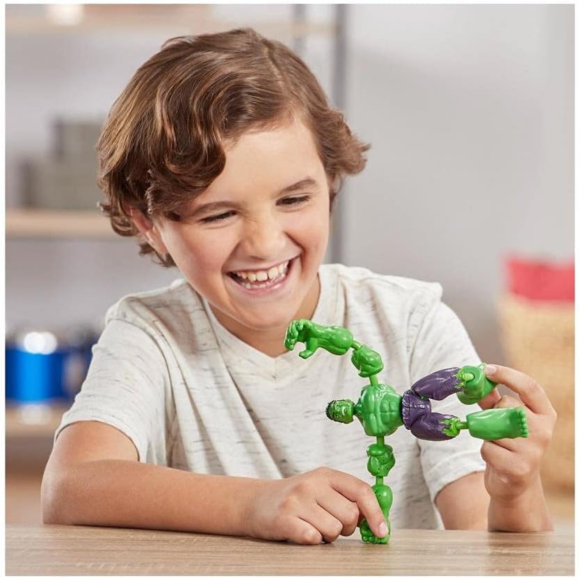 Avengers Marvel Bend and Flex Action Figure Toy, 6-Inch Flexible Hulk Figure, Includes Blast Accessory, for Kids Ages 4 and Up