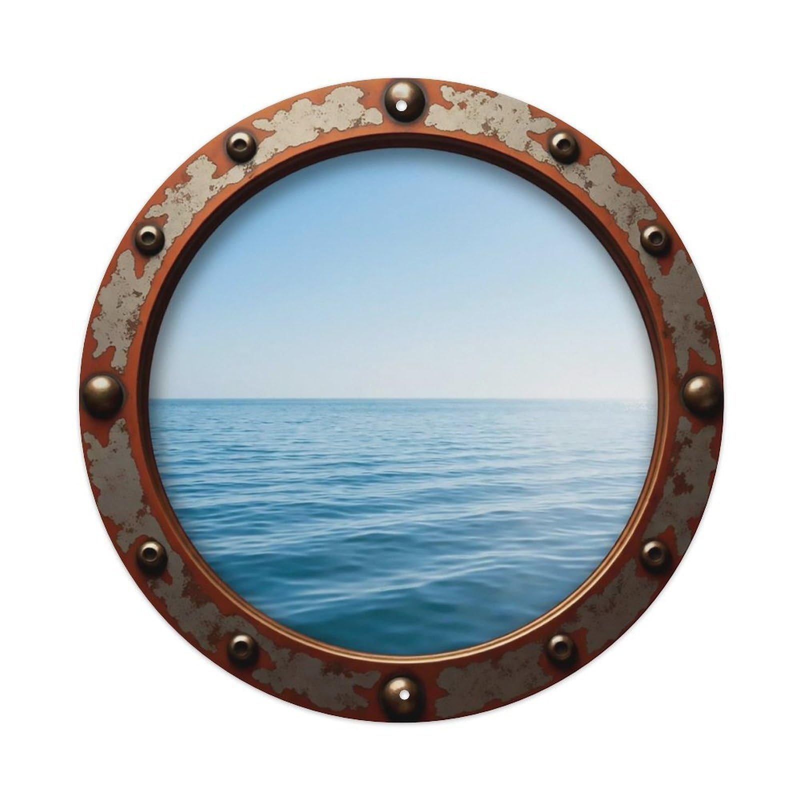 Vintage Porthole Gentle Breeze Ripples View Metal Tin Sign