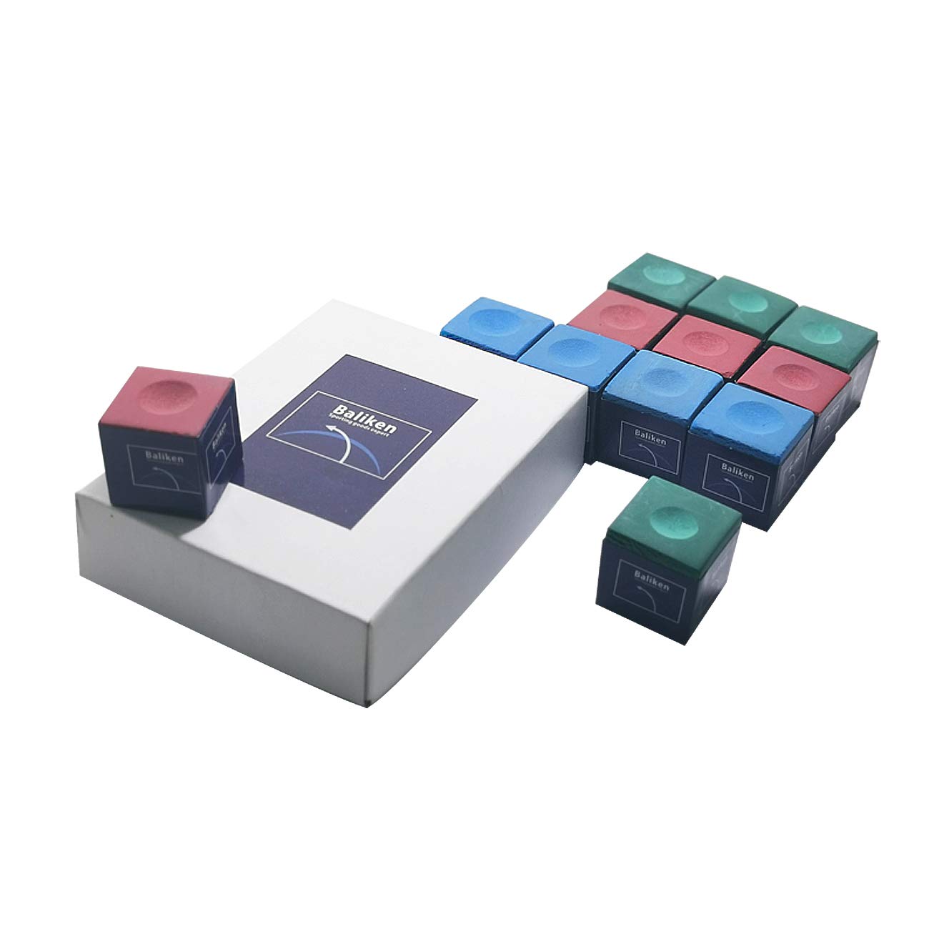 12 Cubos De Tiza Azul Para Tacos De Billar - 23x23x22.6 Mm, Paquete A Granel