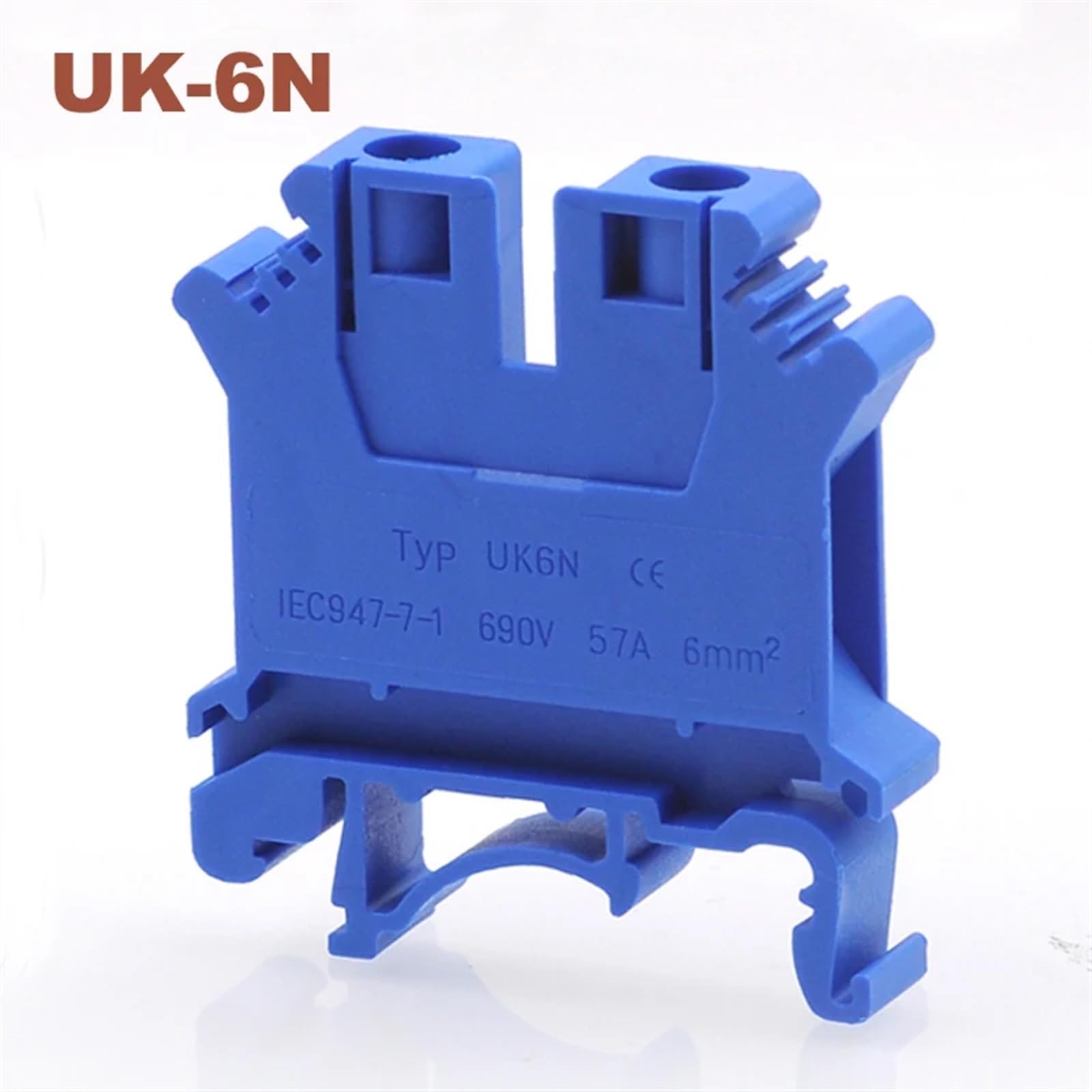 10/15/50pcs borniers à vis à montage sur rail Din UK-6N bornes de câble de fil électrique bloc connecteurs en cuivre(Gray,10pcs)