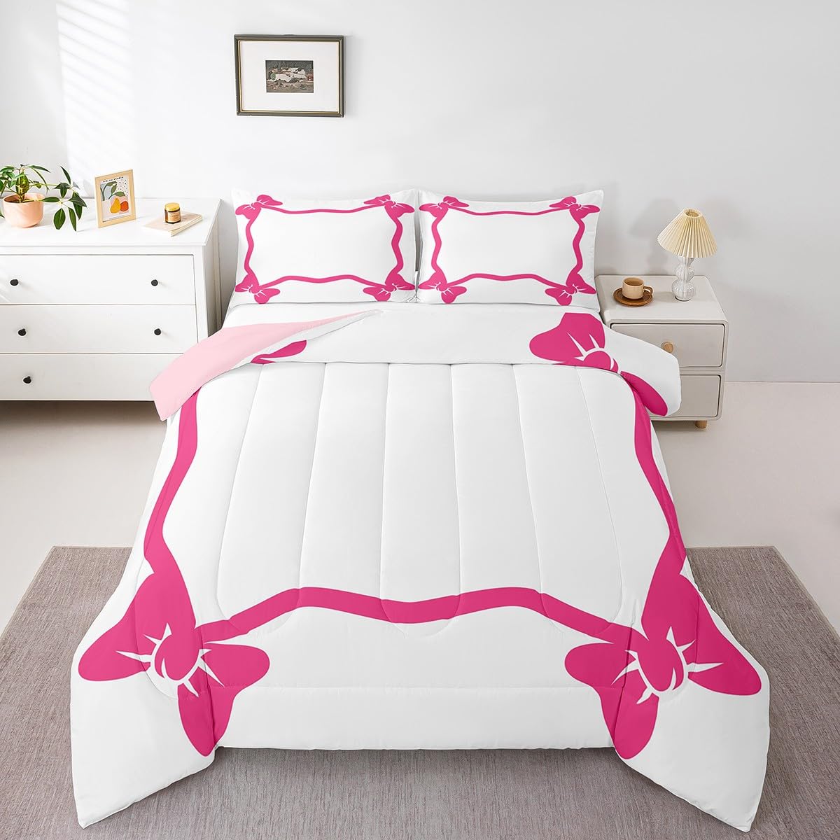 Parure de lit pour enfants décoration chambre filles et couette grand lit rose