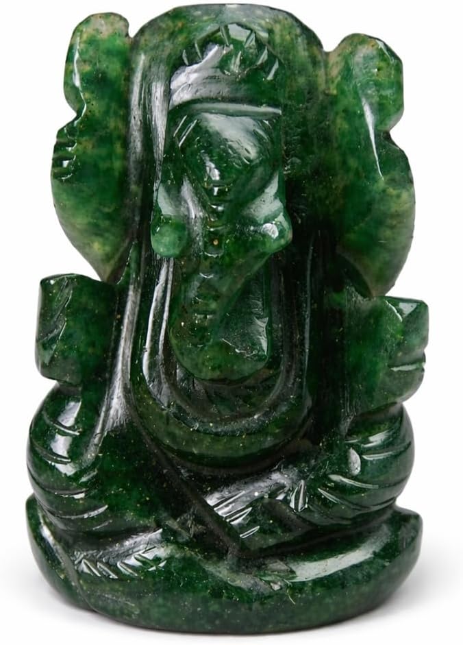Natural Dark Green Aventurine Ganesh Statue Sculpture for Good Luck. 1 PCS