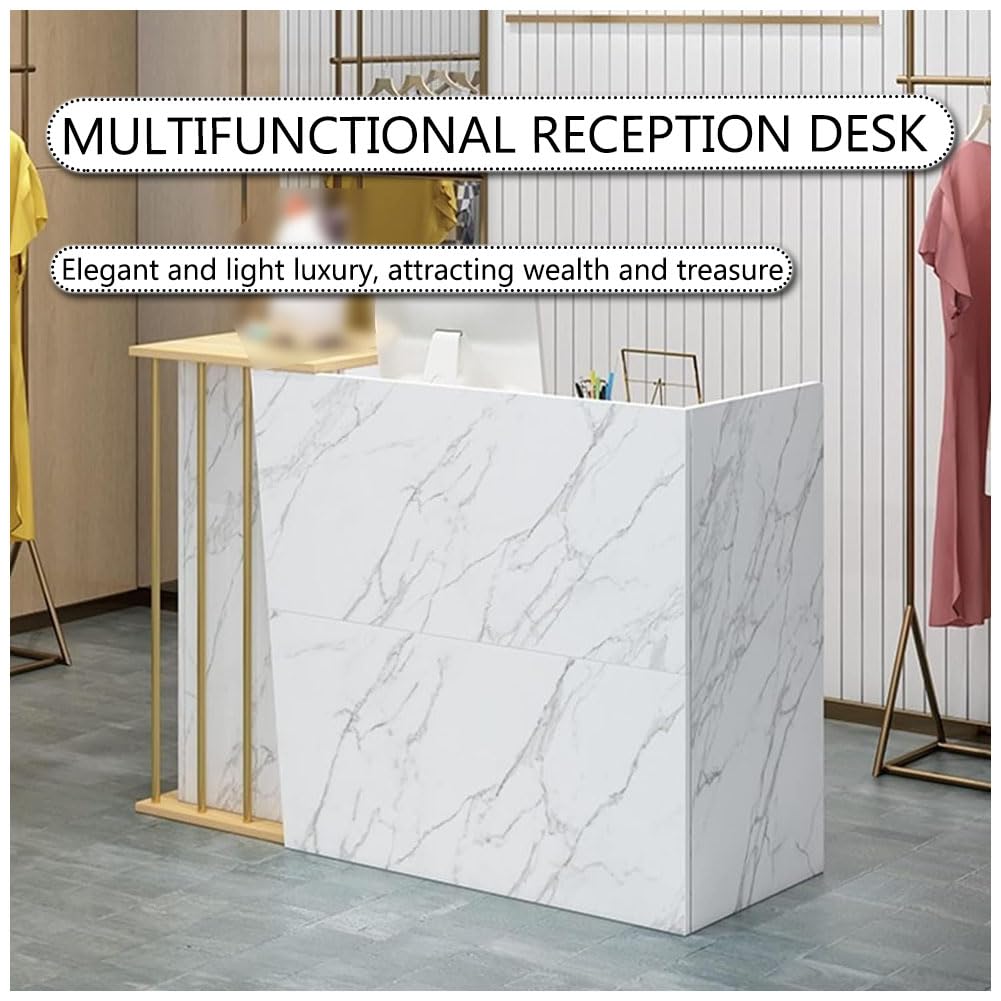 Slish & Secure - Recept desk multifunzione con serratura, 140 cm, bianco, per negozi, uffici e aziende, soluzioni per il servizio clienti Slish & Secure