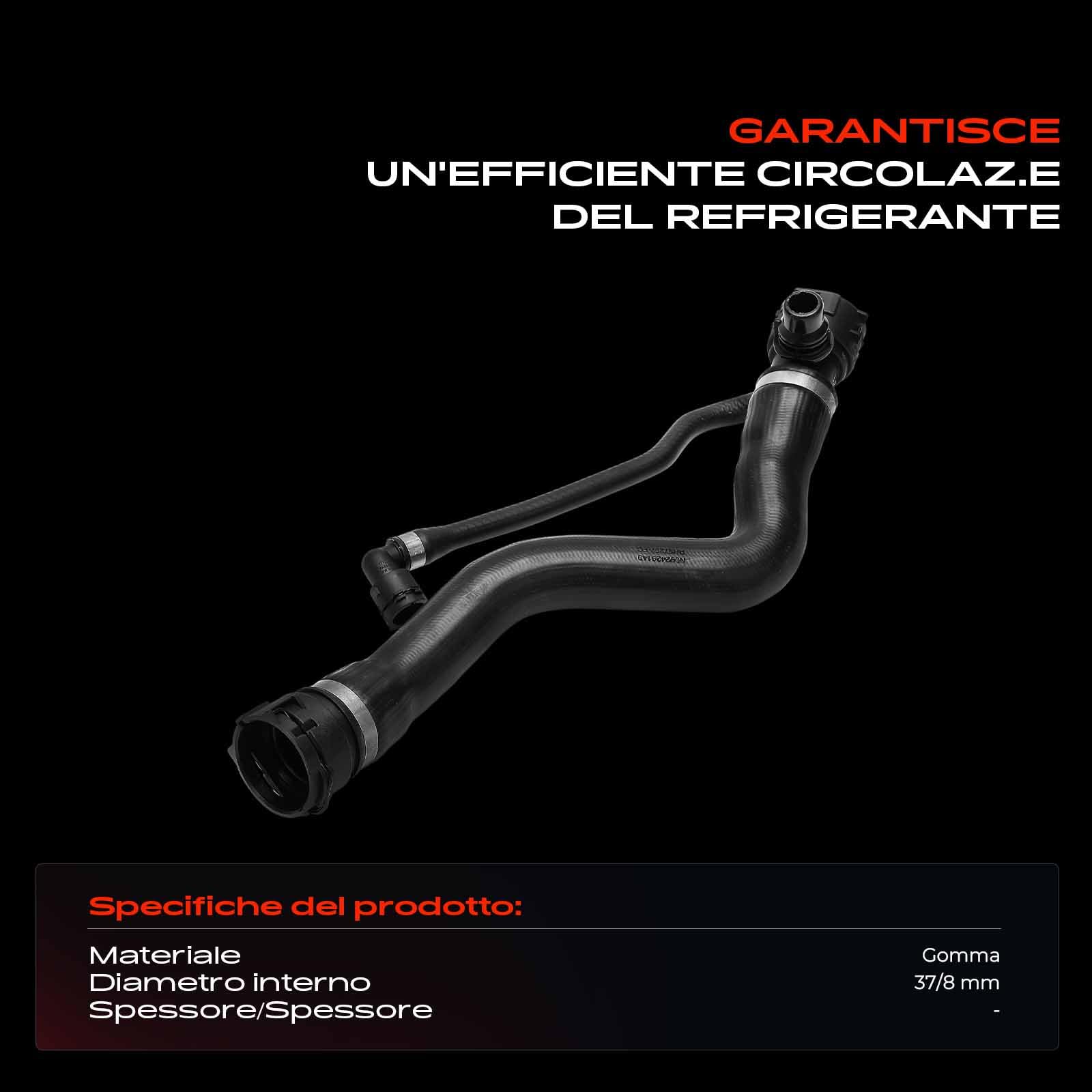 Frankberg Tubo del radiatore tubo del motore nero 17127797257 | Compatibile con: Serie 1 Cabrio E88, Serie 1 Coupé E82, Serie 3 Coupé E92, Serie 3 Touring E91, X1 E84, Serie 3 E90