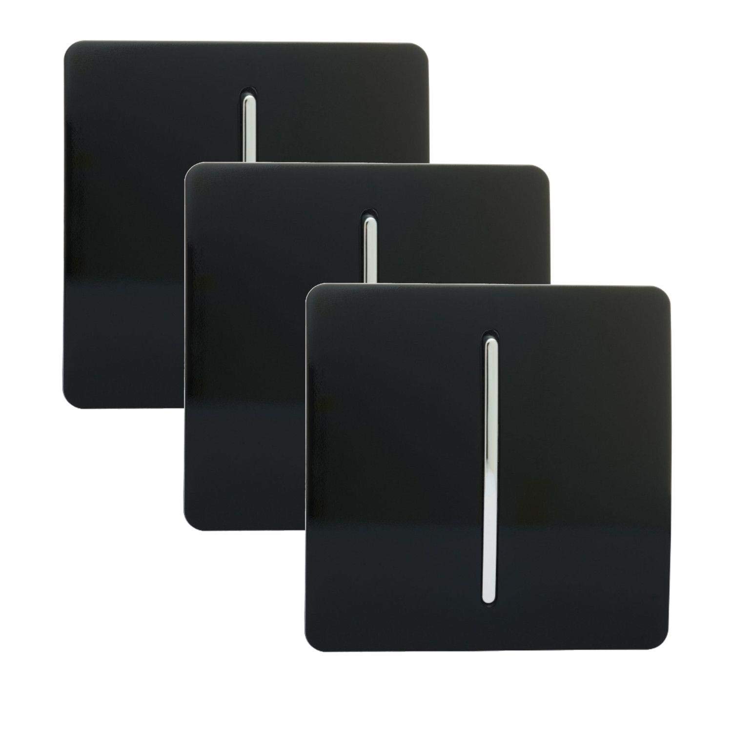 Trendi Switch Black Trendi 1 Gang 2 Way Artistic Modern Glossy 10 Amp Rocker Tactile Light Switch Piano (3 Pack)