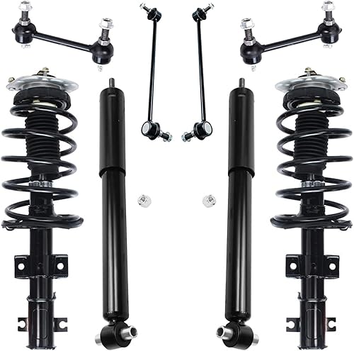 Detroit Axle - Kit de suspensión de 8 piezas para FWD Volvo S60 S80 V70 [sin suspensión autonivelante Nivomat] Completo 2 puntales delanteros con
