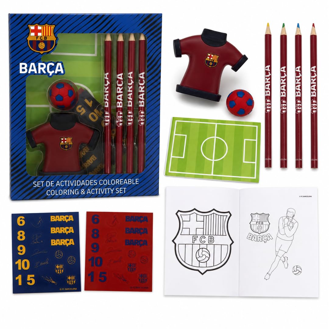 CERDA Life's Little Moments FC Barcelona Football Stationery Set, 9 Pieces