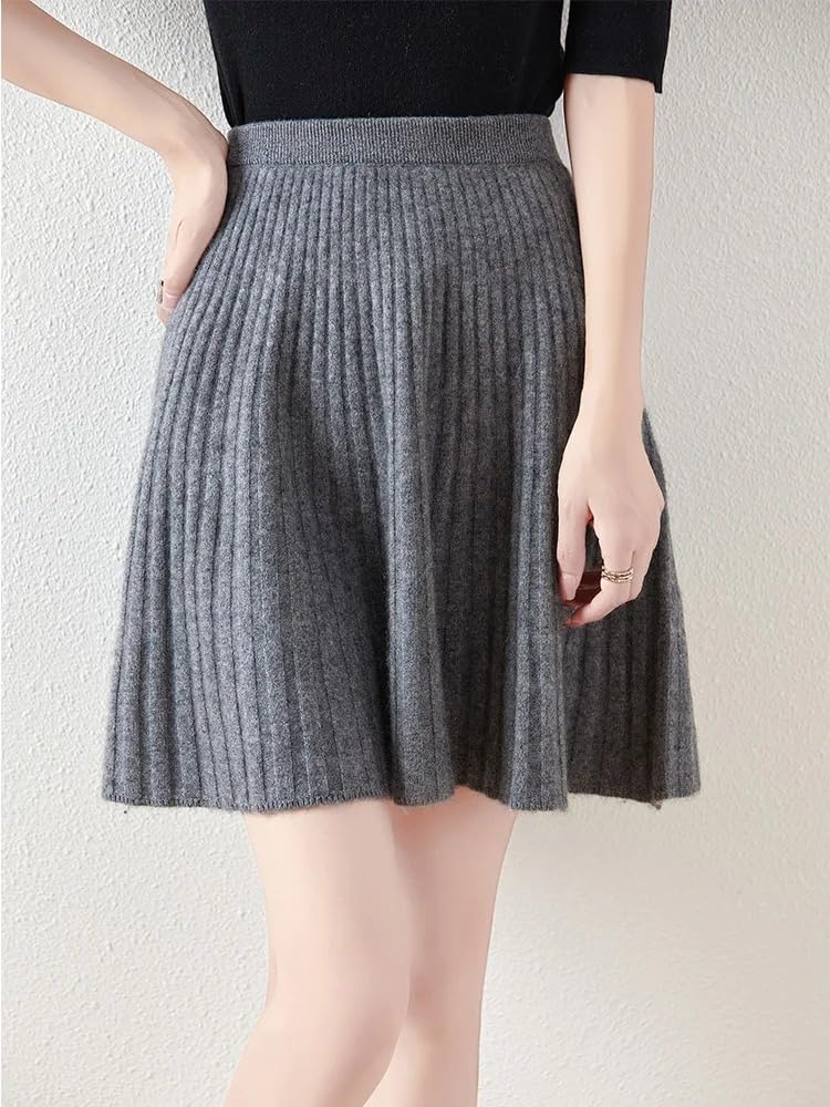 Faldas plisadas de lana para mujer, para otoño e invierno, corte acampanado, por encima de la rodilla