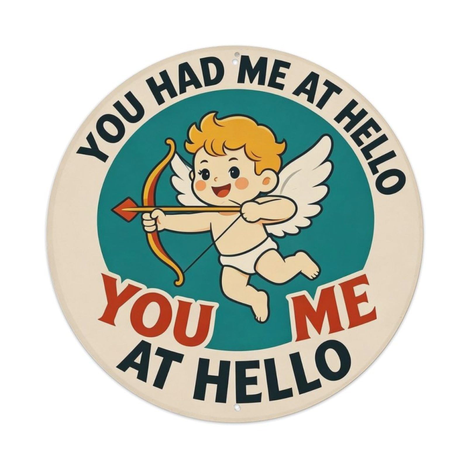 Vintage Valentine's Day Cupid Metal Tin Sign Plaque