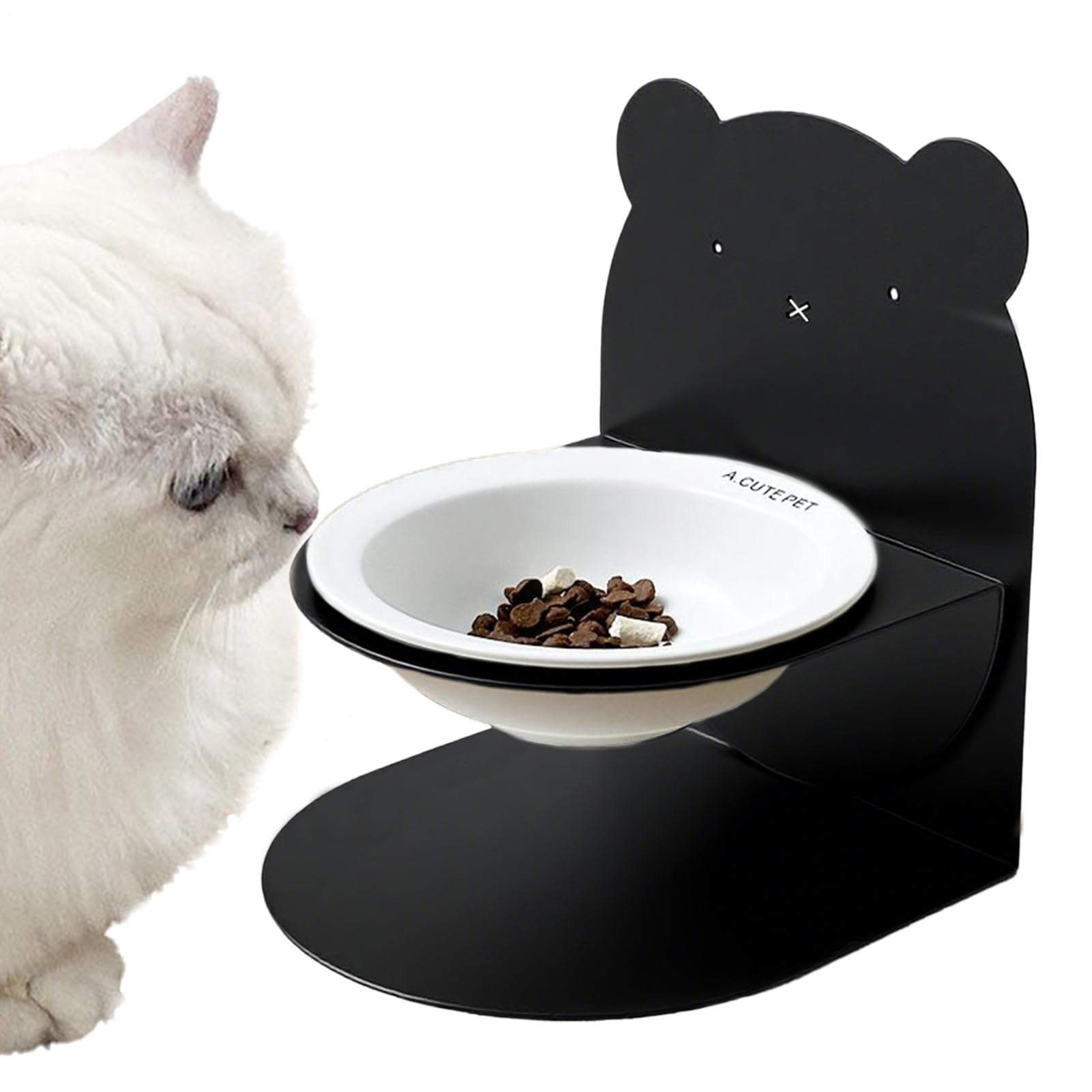 Per Gatti Inclinato Antigoccia in Ceramica | Slow Feeder Gatti Cibo Secco Umido Inclinata per e Cuccioli per Interni Balcone ed Esterni