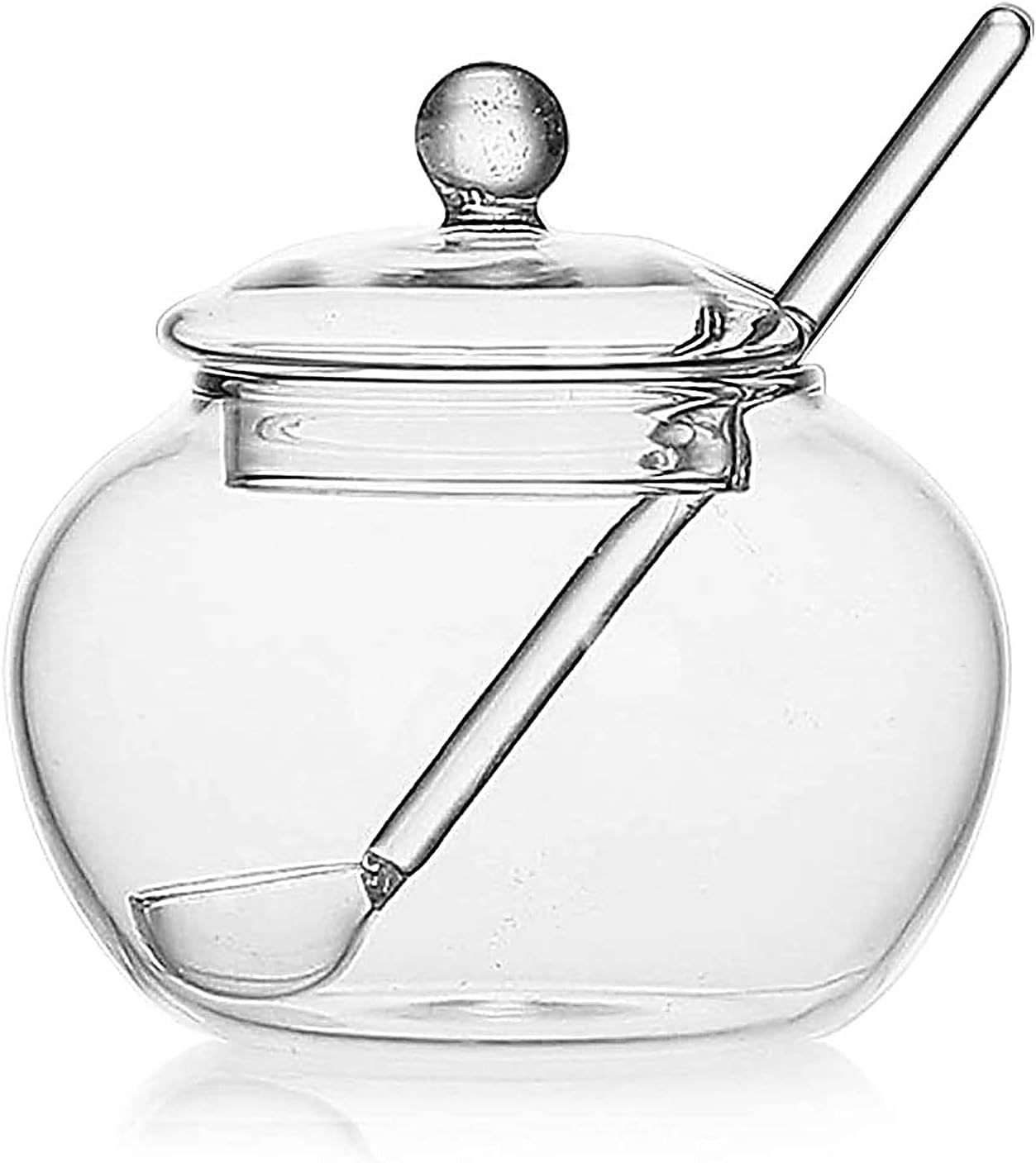 Rwaken Sugar Bowl Clear Glass with Clear Lid and Sugar
