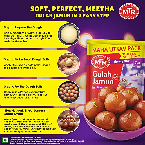 Image of Gulab Jamun Mix 500g Pack| Ready-to-Make Mix | Makes Upto 100 Gulab Jamuns | Family Fun Dessert (Pack of 3)