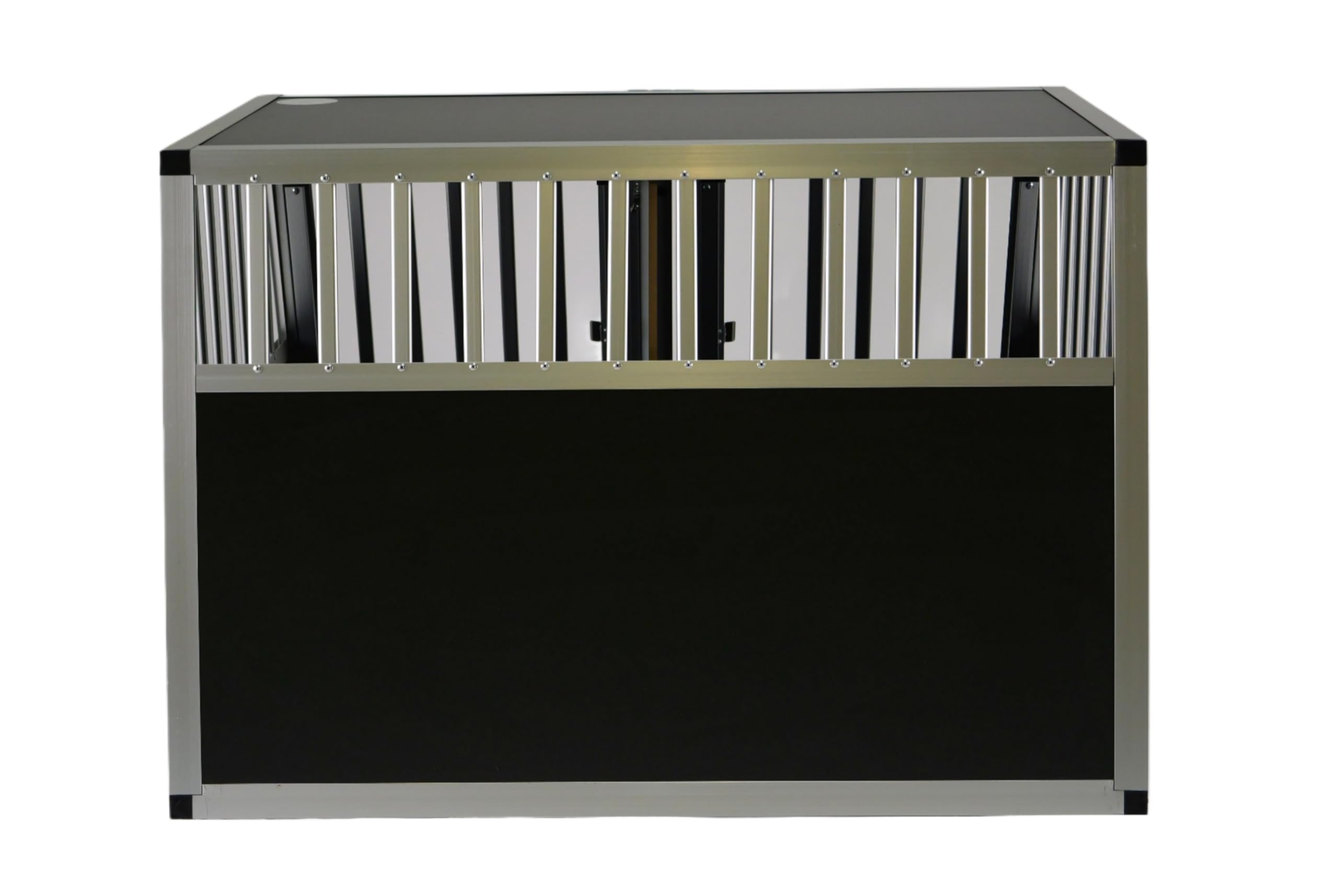 DOGHEAD Caisse de transport pour chien en aluminium - Double 95 x 85 x 63 cm DG - Biseauté des deux côtés - Ecoline - Noir/argenté - Ne convient pas pour les breaks