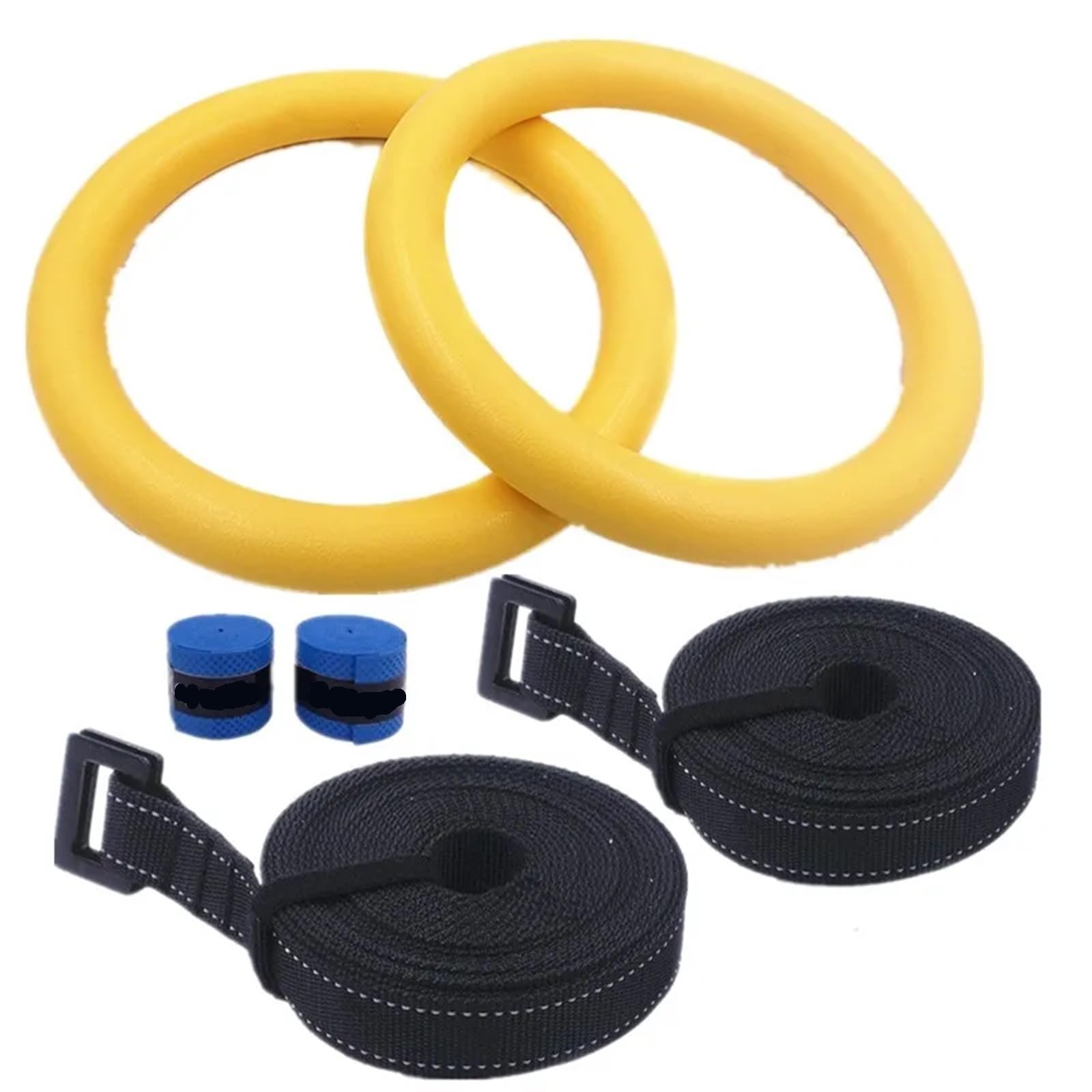 Anelli Ginnastica Anello da Ginnastica Professionale for trazioni con Cinturino Regolabile for Allenamento in Palestra a casa, Allenamento Muscolare e di Forza(Yellow with Strap)