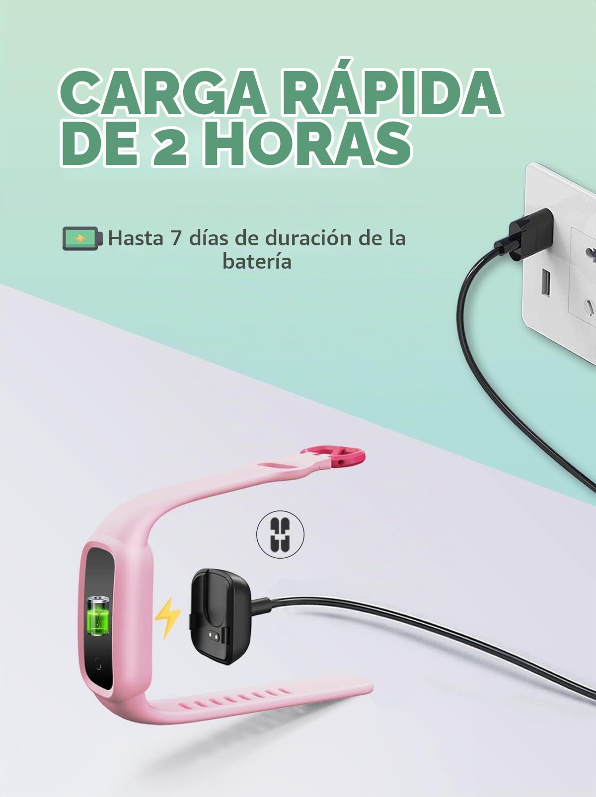 BIGGERFIVE Vigor 2 Pulsera Actividad Reloj Inteligente para Niños Niñas 5-12 Años, Impermeable IP68 Reloj Deportivo Digital con Podometro Cuenta Pasos Pulsómetros Monitor de Sueño Contador de Caloría