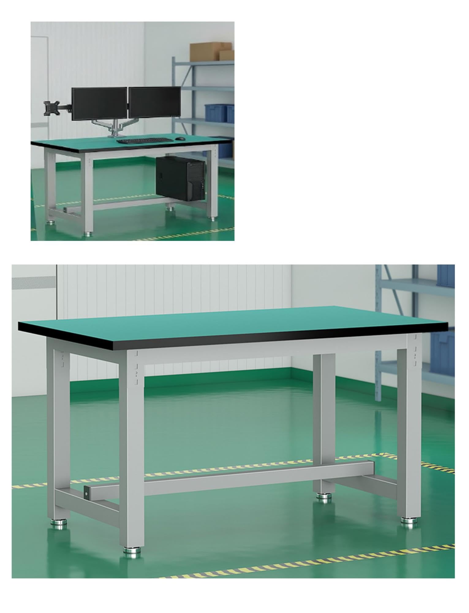 Banco de trabajo antiestático resistente con parte superior de goma, mesa de estación de trabajo ESD para montaje y reparación electrónica segura, diseño industrial duradero, 121,9 x 61 cm