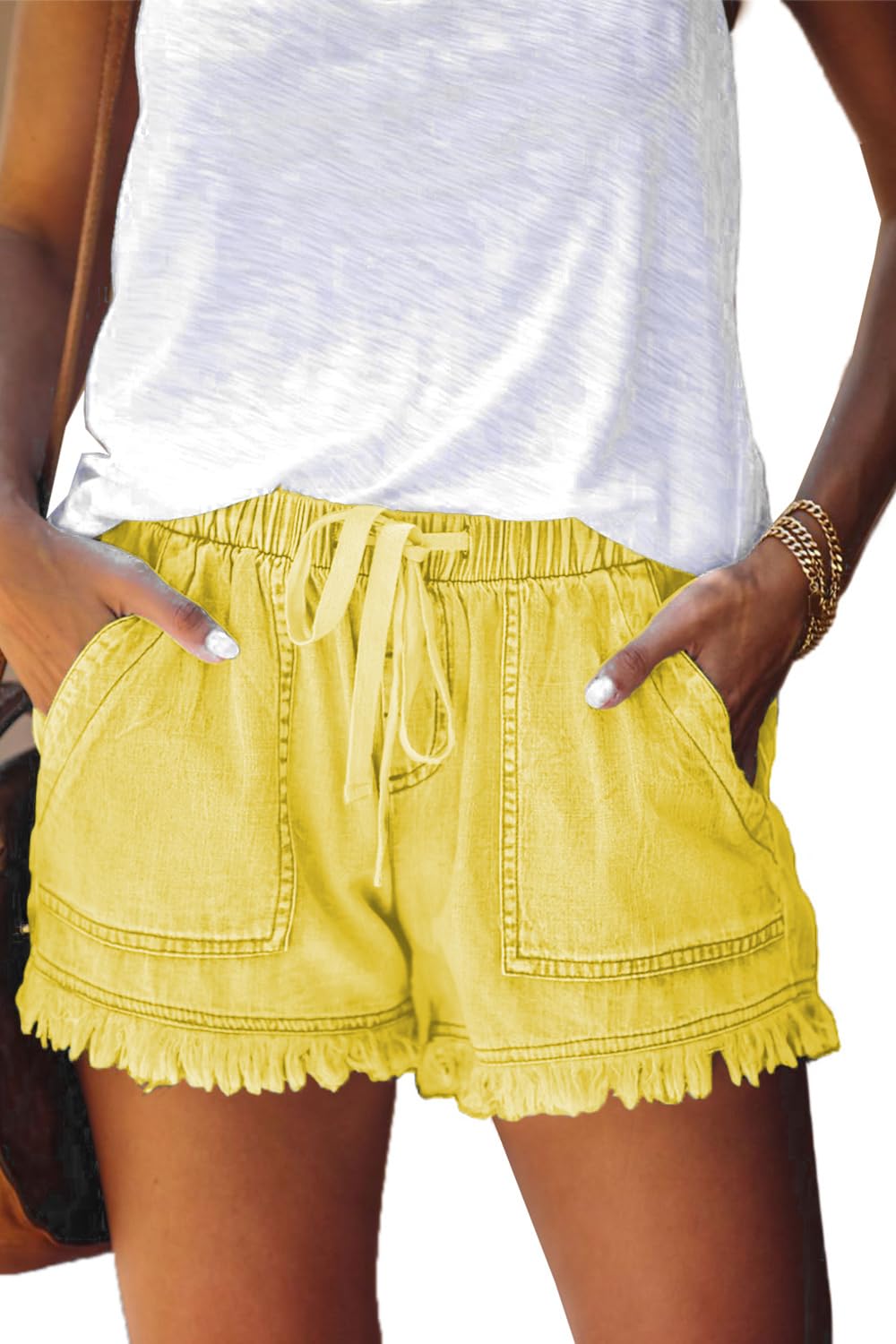 YOCUR Womens Casual Shorts,Lightweight Trendy Comfy Cute Drawstring Shorts