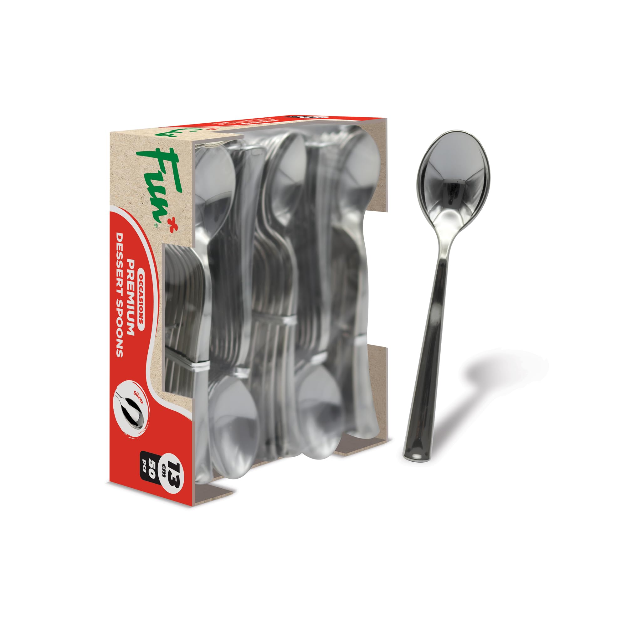 FUN BY AL BAYADER فن Festive Premium Coffee Spoon 13Cm - Silver, Pack Of 50