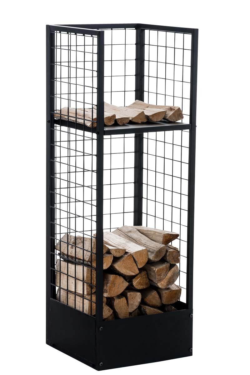 CLP Metall-Kaminholzständer Forrest | Kaminholzhalter aus Metall in schwarz | Stabile Stapelhilfe für Brennholz, Farbe:schwarz