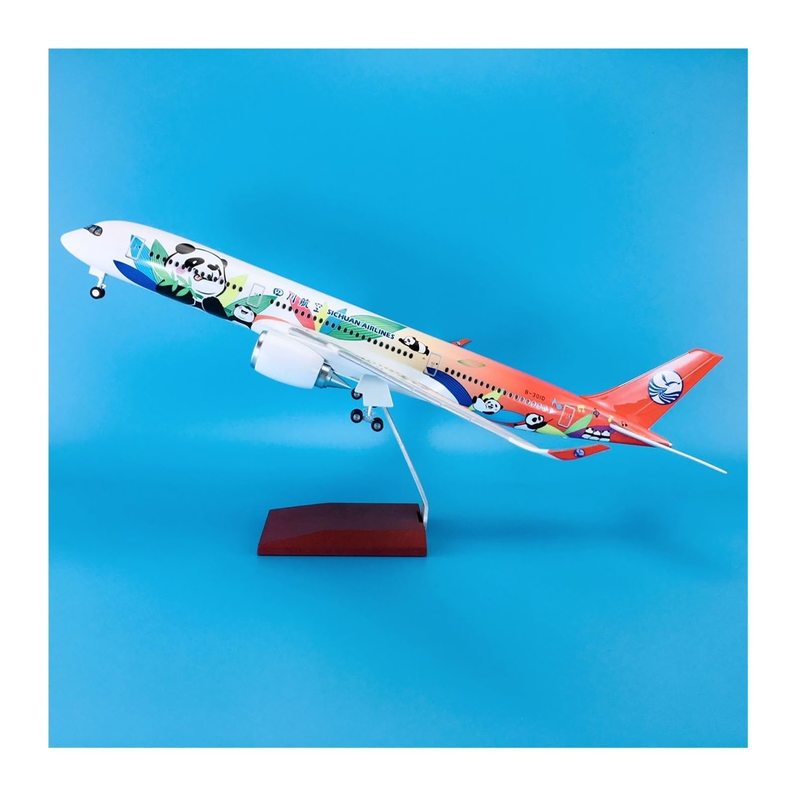 Modello di Aereo in lega Per Il Modello Di Aereo A350-900 Sichuan Airlines Panda In Lega Per Passeggeri Con Ruote Da 47 Cm