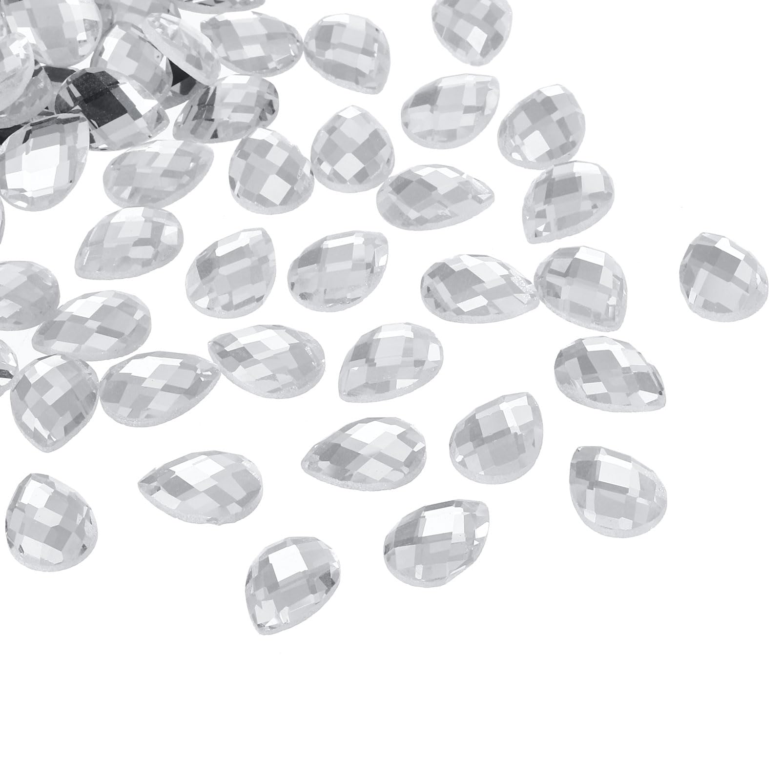 PATIKIL Acrylic Teardrop Gems, 50 Pcs 18x13mm Flat Back Teardrop Rhinestones Plastic Gems for Jewelry Making DIY Craft Clear