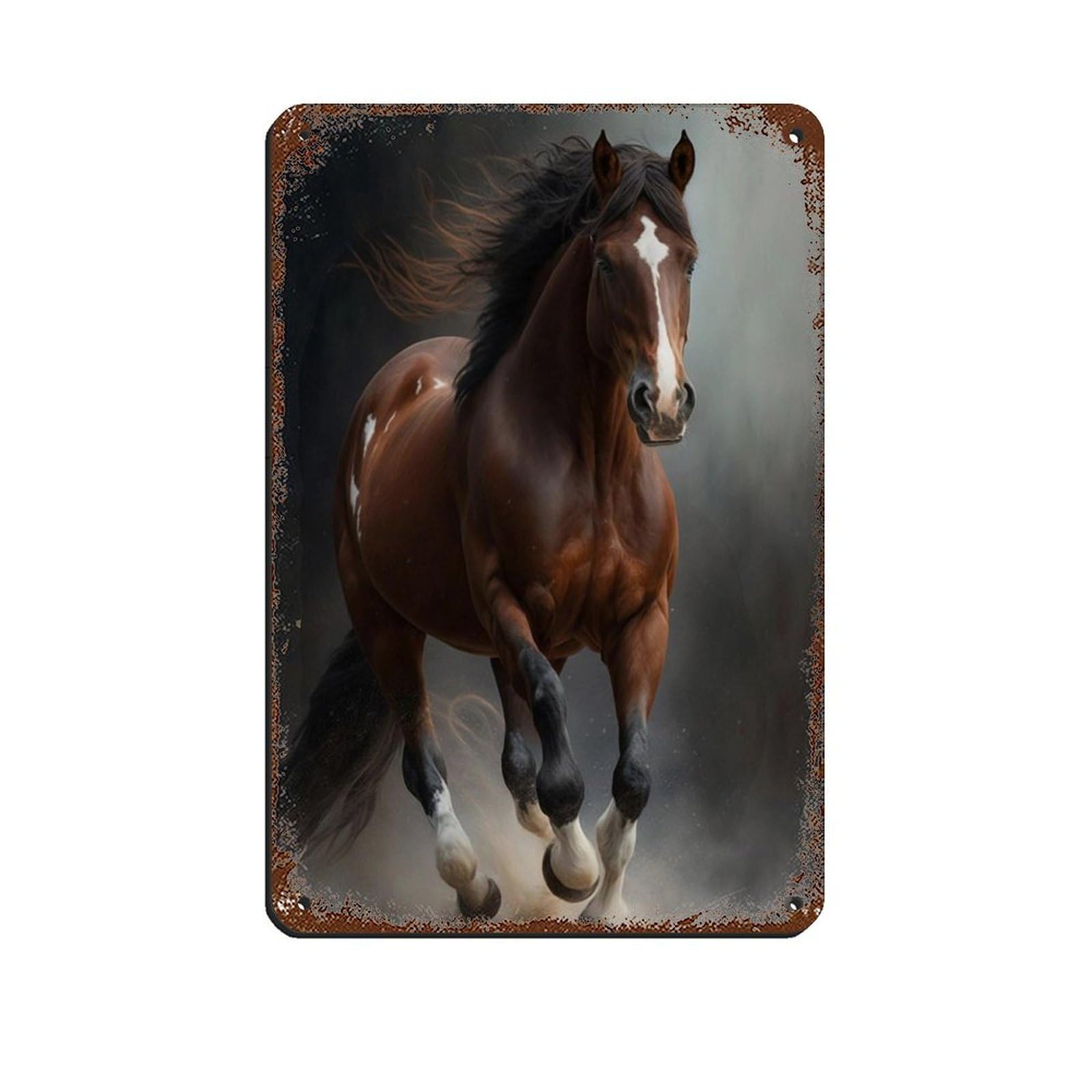 Lxwnze 20L X 30W Cm Majestic Horse Galloping Retro Poster Metal Tin Sign Chic Art Retro Iron Painting Bar People Cave Cafe Family Garage Poster Wall Decoration 8X12inch(20X30cm)