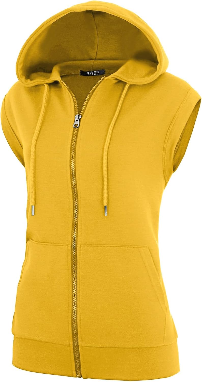 GIVON Women's Lightweight Hooded Vest Sleeveless 1/4 Zip Pullover Casual Hoodie Sweatshirt with Pockets