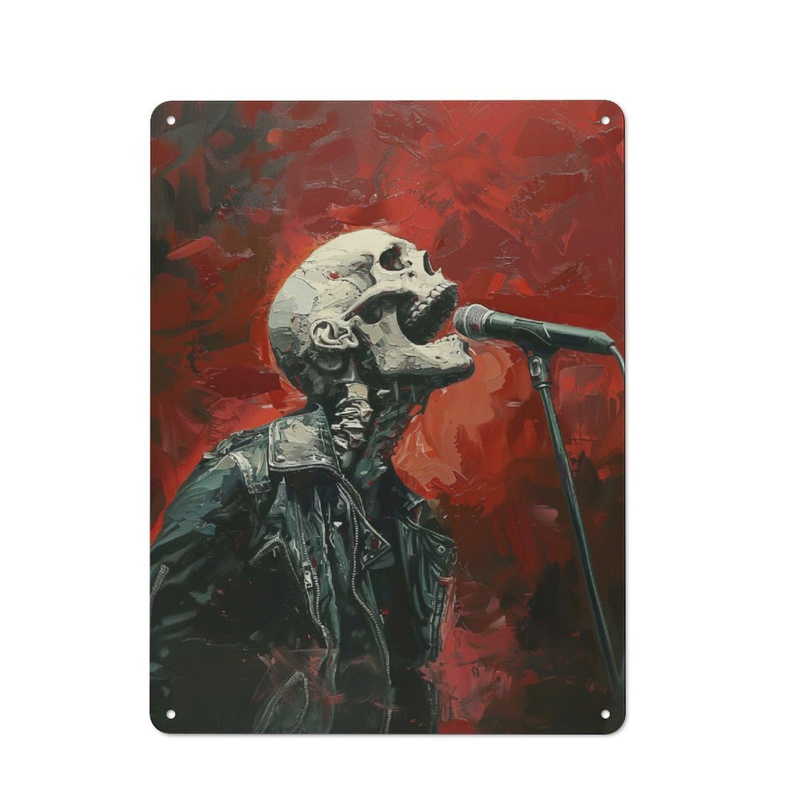 Junmoney Skeleton Rock Star Metal Sign 40X30cm With For Workshop Wall, Vintage Decor, A Decorative Christmas Gift For Metal Sign Collectors