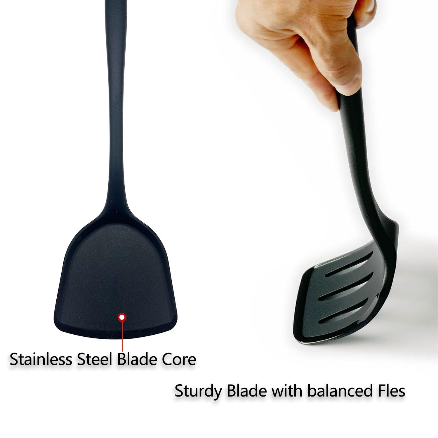 Kibon Silicone Spatula Set,High Heat Resistant Spatulas with Seamless One Piece Design,Nonstick Rubber Flippers Utensils for Baking & Cooking,BPA-Free - Image 3