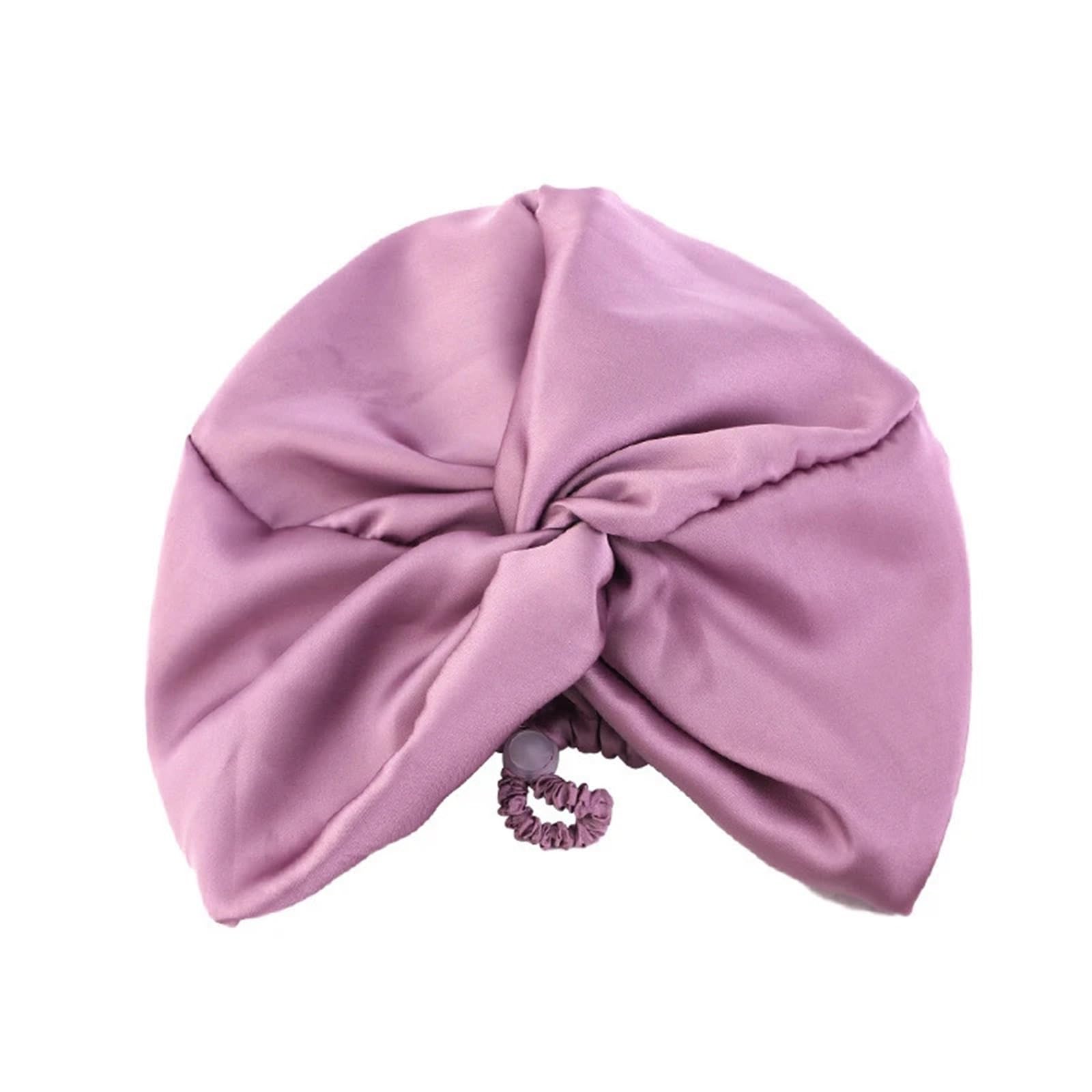 Cofano In Seta Cappello turbante in seta tinta unita for donna Berretto morbido da notte for dormire Berretto in raso for la cura dei capelli Avvolgere il berretto Foulard Regolare il copricapo twist