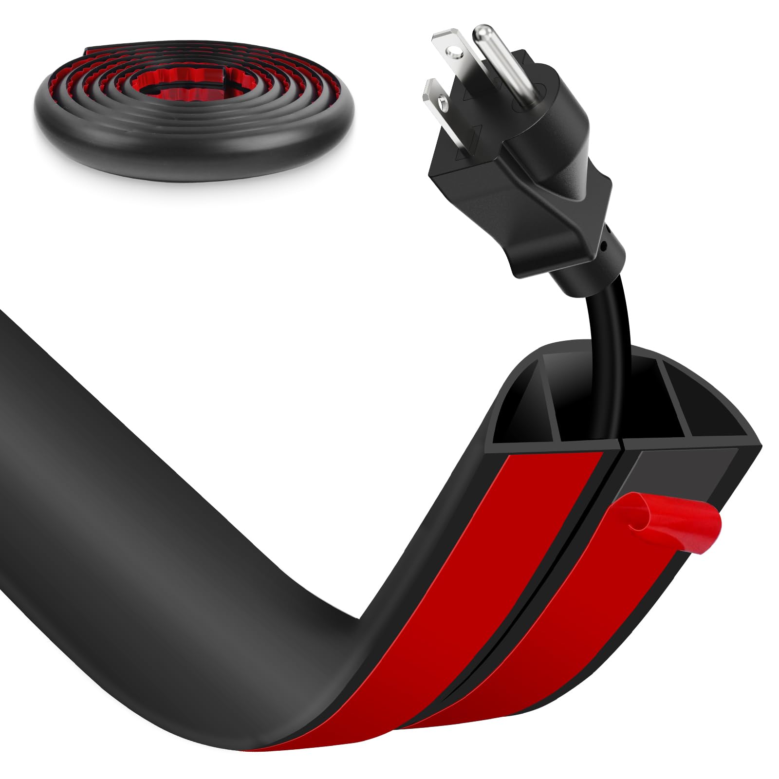 Floor Cord Cover, Wire Cover, Self Adhesive Cable Covers, Protect Cables & Prevent Trip Hazards For Office Home Factories Garages Flexible Cords Hider On Floor Wall