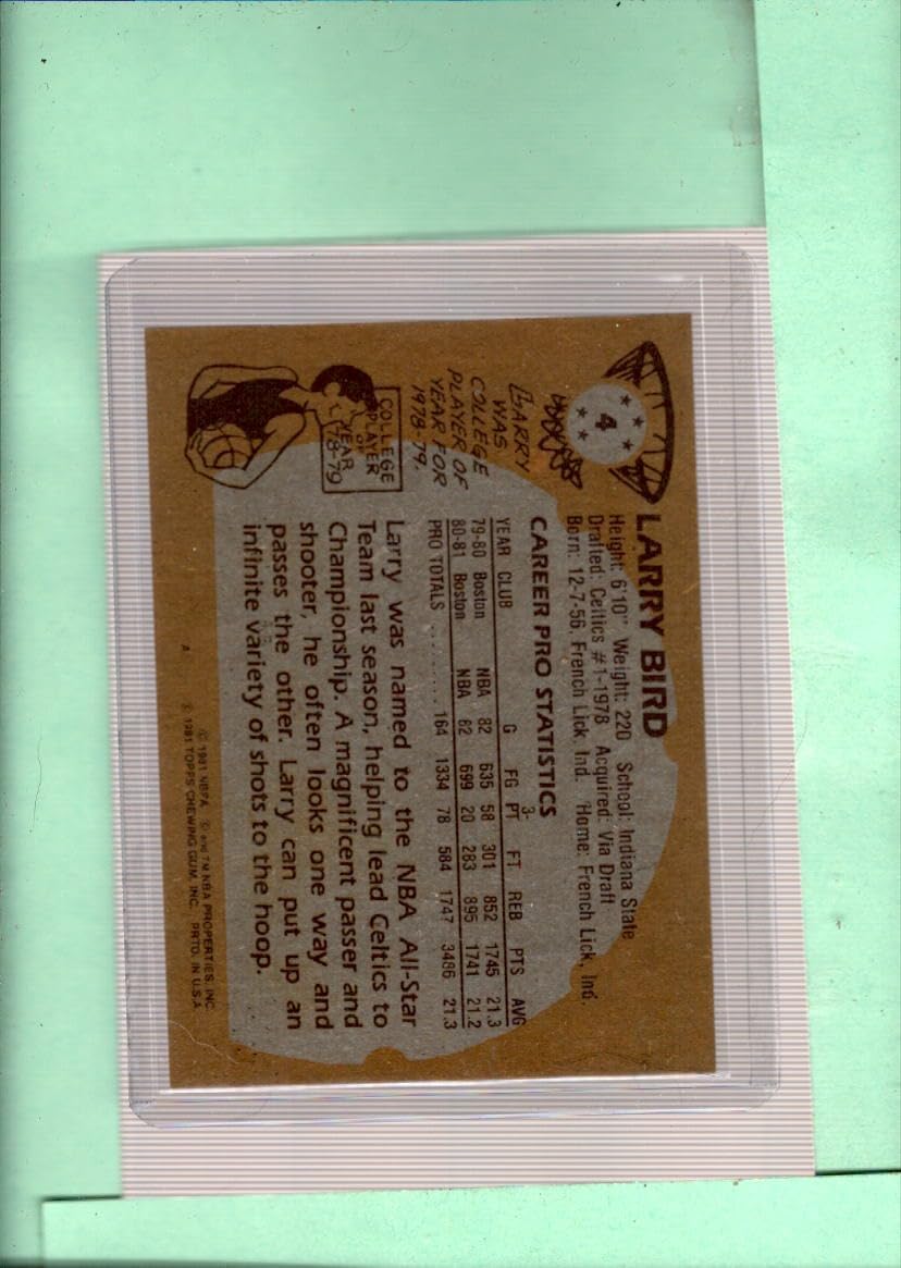 1981-82 Topps #4 Larry Bird Boston