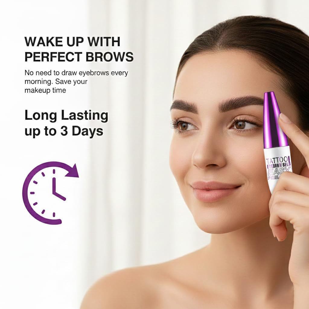 Peel Off Tattoo Brow Tint Gel - 2pcs Brown Eyebrow Kit, Waterproof, Transfer-Proof & Sweatproof, Quick Peel Formula for Natural Fuller Brows, Mother's Day Gifts for Women All Skin Types