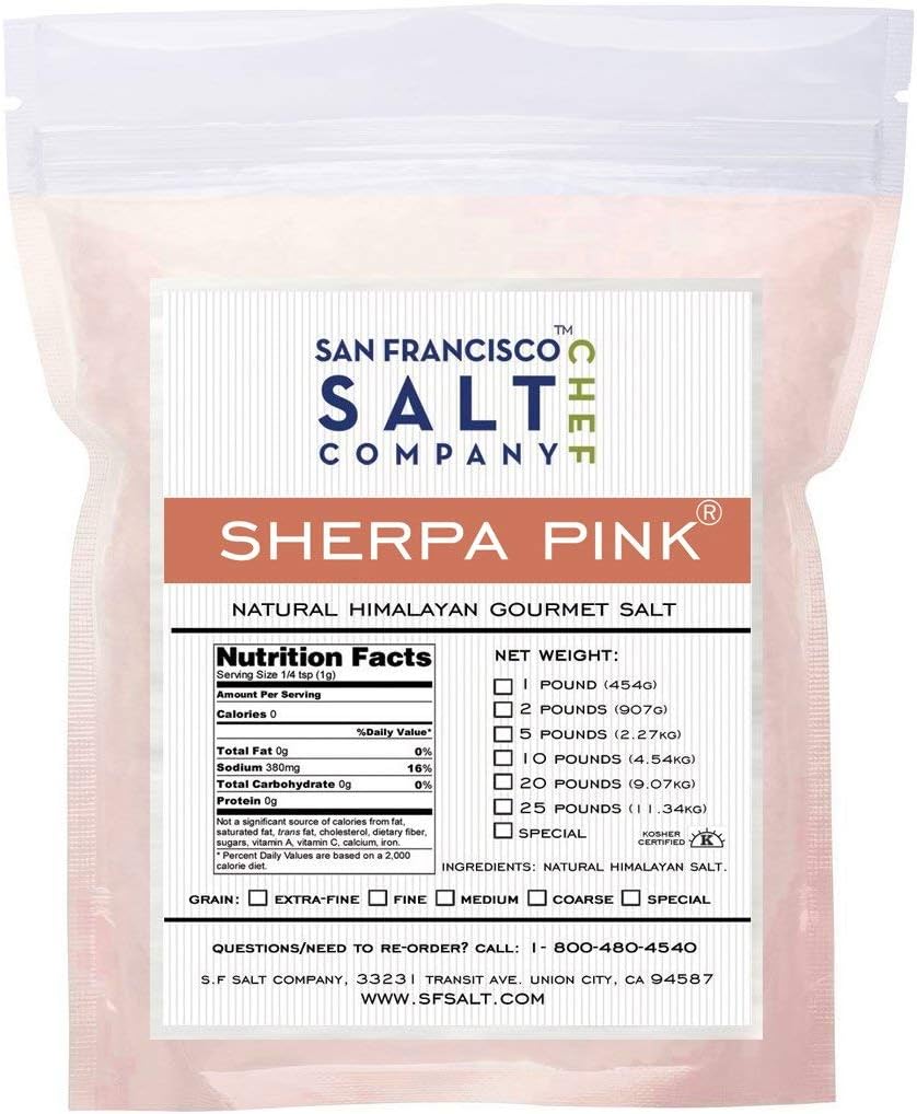 Sherpa Pink Gourmet Himalayan Salt (25lb Bag Extra-Fine Grain)