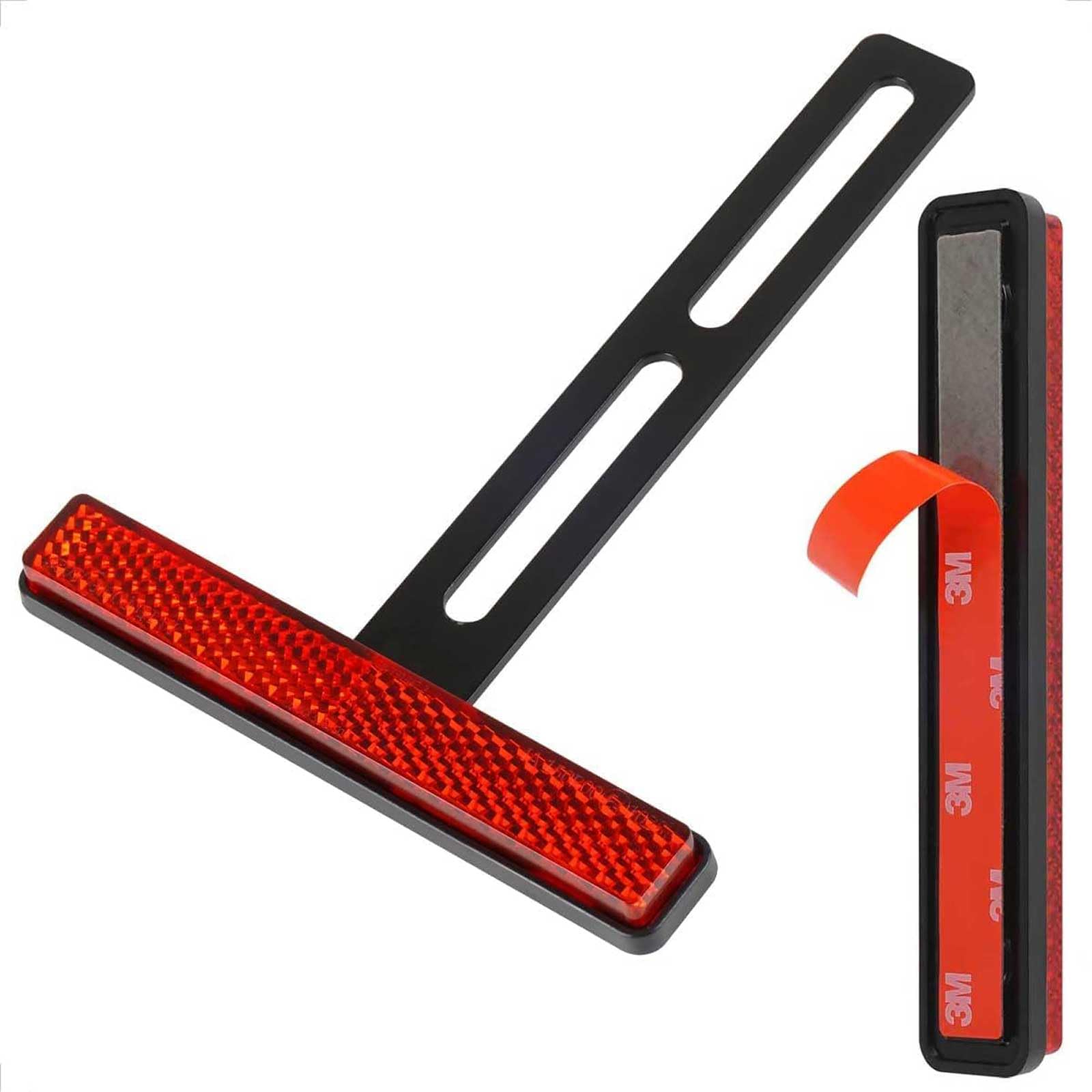 evermotor Reflektor tylny do motocykla, 2 sztuki, E4 108mm czerwony z długim uchwytem T-Bracket Reflektor do tablicy rejestracyjnej E-mark Cat Eye Skuter Quad ATV