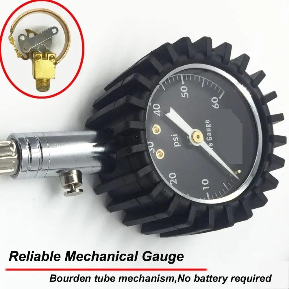 Robuster Reifendruckmesser, 60 Psi, Leuchtet Im Dunkeln, Mechanischer Reifendruckmesser For Autos, Fahrräder, Motorräder Einfach Zu Bedienen