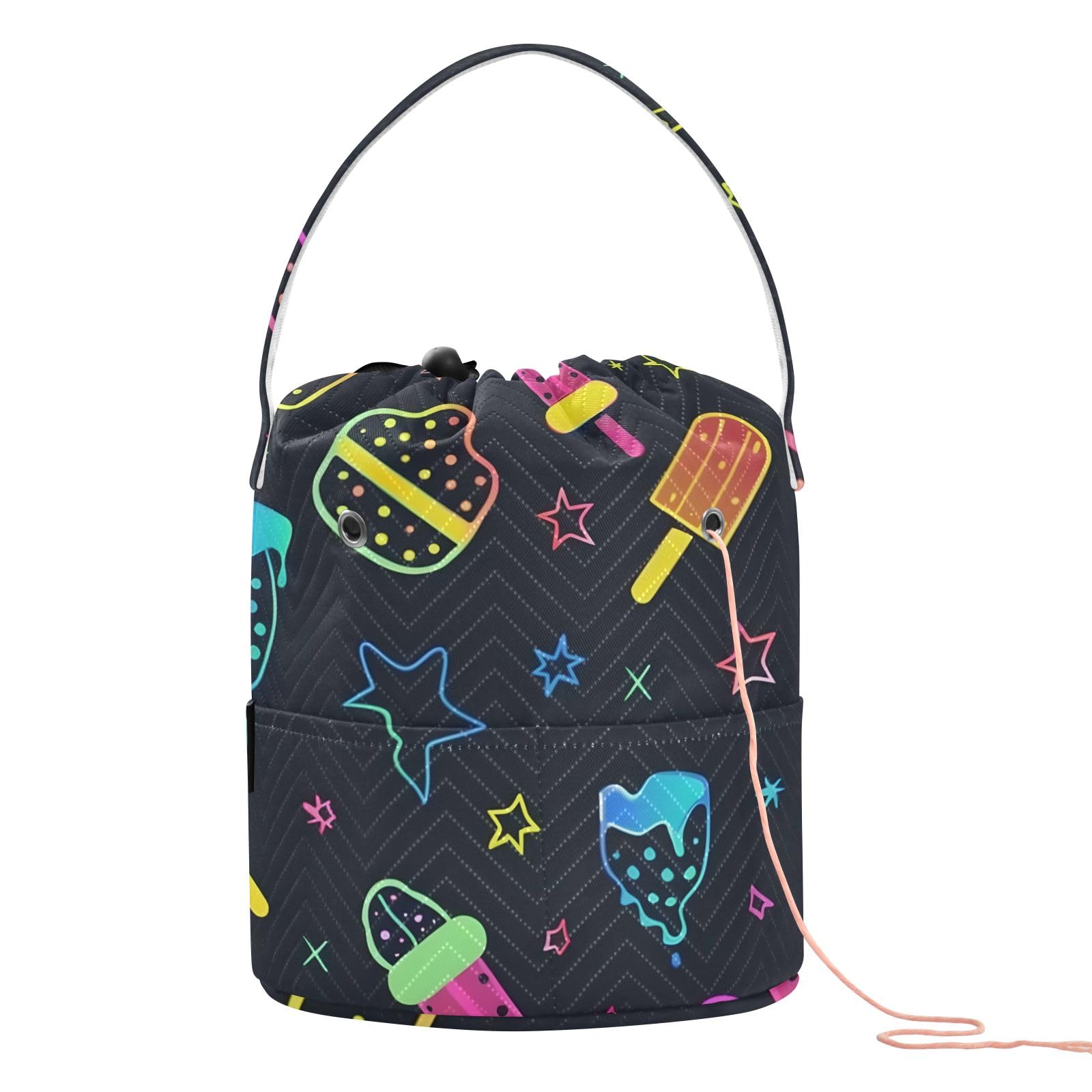Yarn Storage Bag Small Crochet Bag Knitting Bag Organizer Ice Cream Ice Pop Yarn Bags for Crocheting Basket