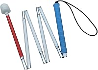 Vista 10 de Bastón blanco plegable de aluminio para personas con discapacidad visual y ciegas (se pliega 6 secciones) (53.1 pulgadas, mango negro)