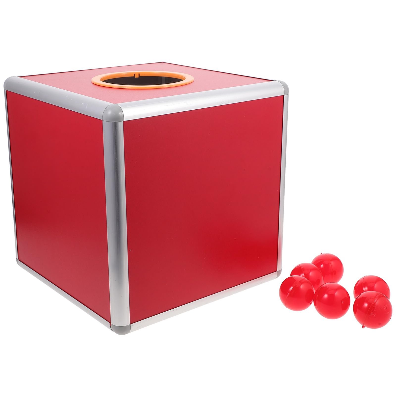 Rote Mehrzweck Spendenbox aus Aluminiumlegierung mit Individuell Gestaltbarer Oberfläche Quadratische Tombola Spielkiste für Spiele und Spendenaktionen